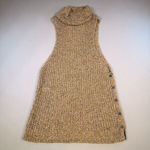 FREE PEOPLE Burnt Orange Heavy Knit Sleeveless Turtleneck Sweater Dress Size L